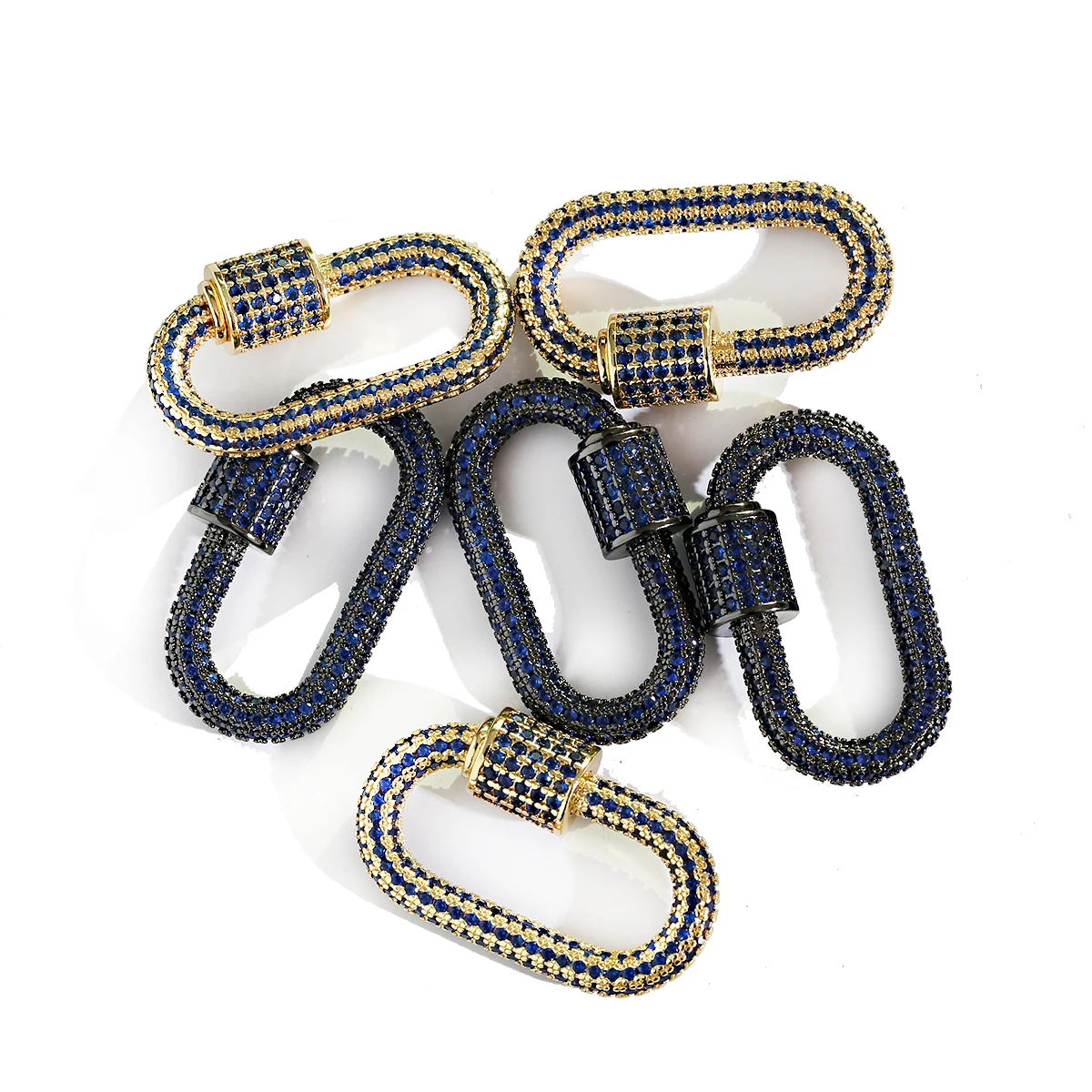 

Blue Zircon Diy Creative Locks Carabiner Screw Clasps Accessories Fit Pendant Necklace Diy Charms For Jewelry Making