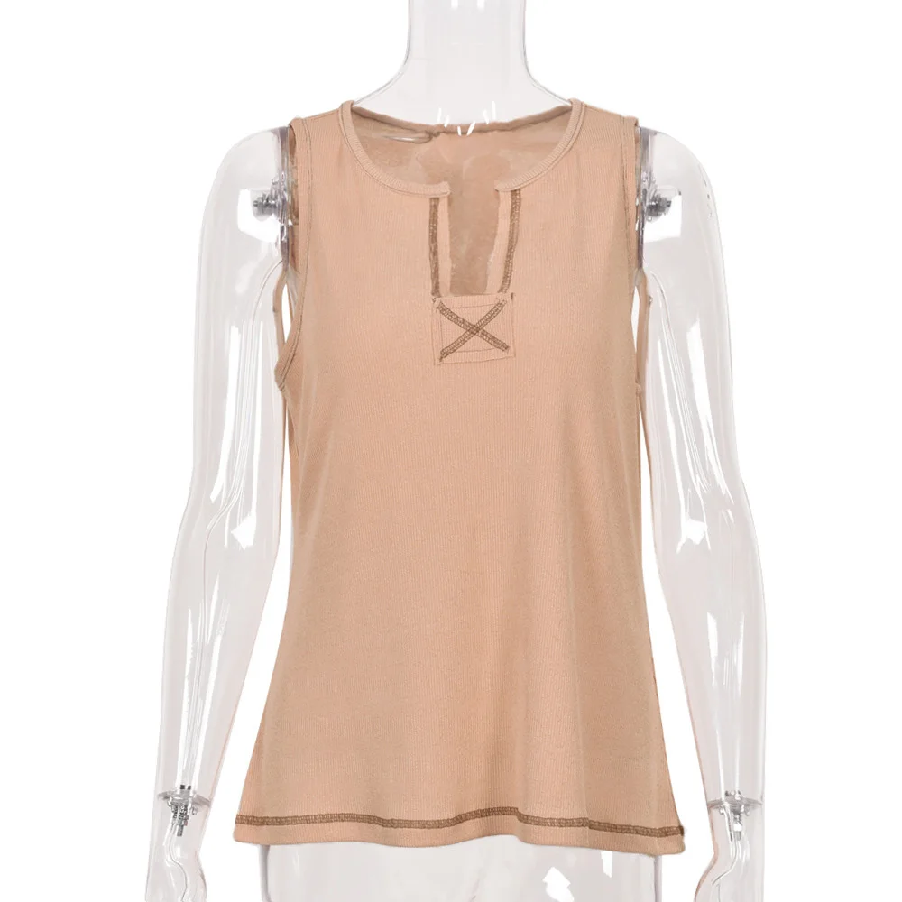 

Summer Solid Tank Top Casual Sleeveless Women Tshirt Summer Tank Vest