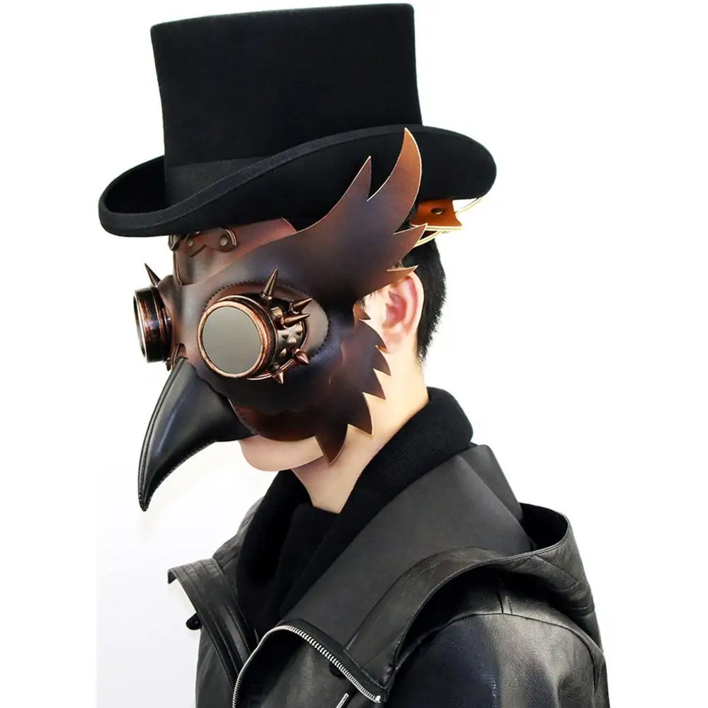 

Plague Doctor Mask Cosplay Bird Long Nose Doctor Gothic Beak Brown Black Rivet Steampunk Mask Halloween Party Carnival Prop