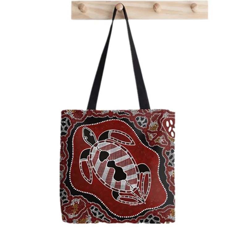 

Aboriginal Art Turtle Printed Shopper Bag Harajuku women Shopping Bag Canvas Shopper Bag girl handbag Tote Bag Shoulder Lady Bag