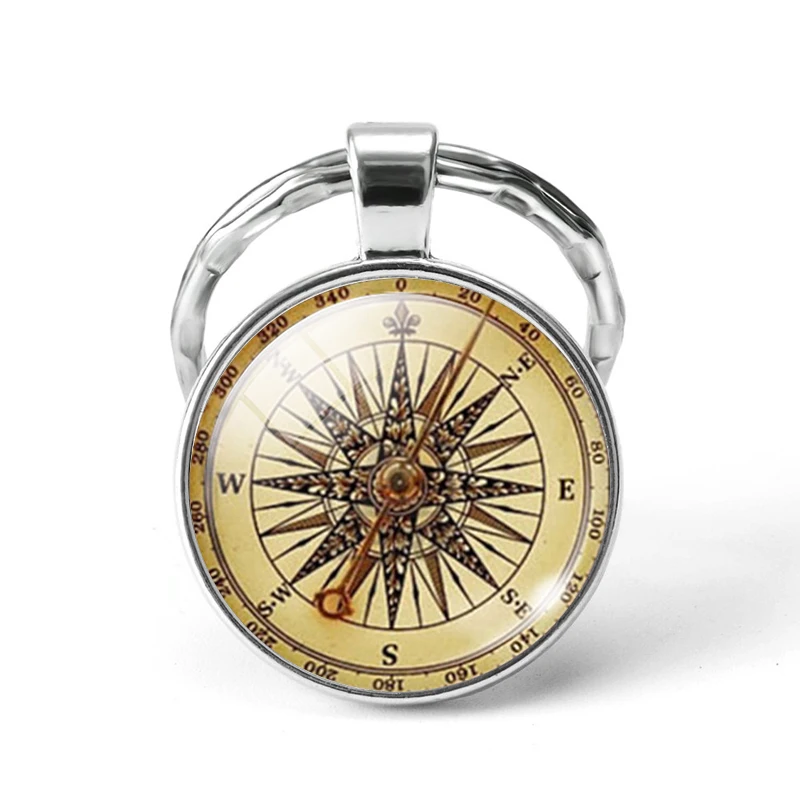 Брелок ручной работы в стиле ретро с компасом подвеской-компасом из стекла