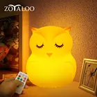 Светодиодный ночник Zoyaloo в виде совы, силиконовый фонарь с сенсорным управлением, прикроватный мультяшный светильник для детской спальни