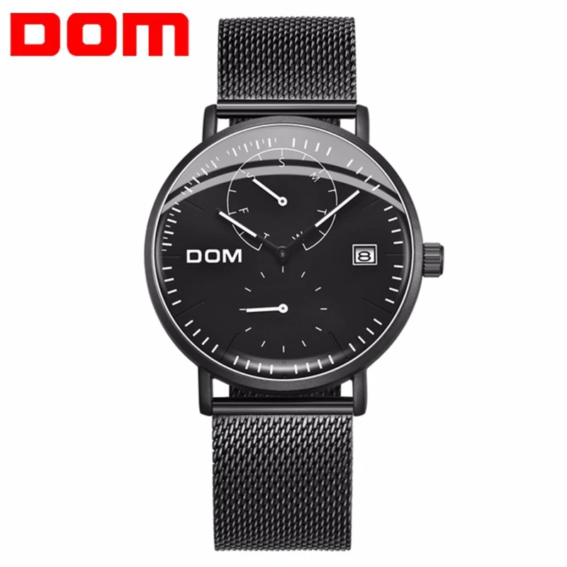 Мужские часы DOM 2020 новые модные повседневные Черные кварцевые мужские спортивные