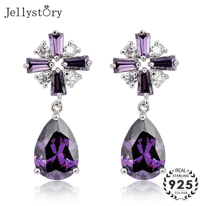 Jellystory 925 серебряные ювелирные серьги с Каплевидным сапфиром изумрудом аметистом