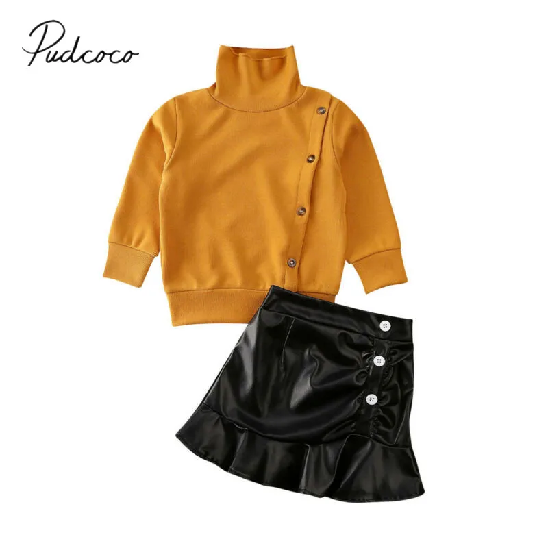 Детский свитер с длинными рукавами и пуговицами короткая кожаная юбка для