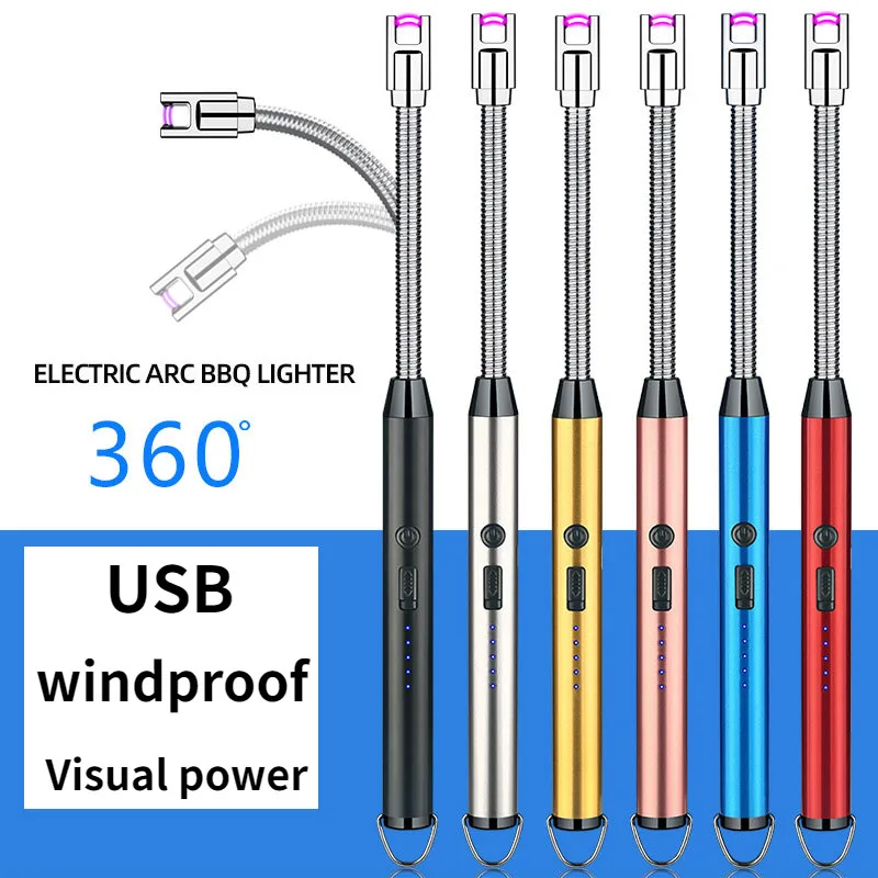 

Зажигалка с гибким воротником на 360 ° Зажигалка для свечей зажигалка с перезаряжаемой дугой подходит для зажигания газовой плиты кемпинга п...