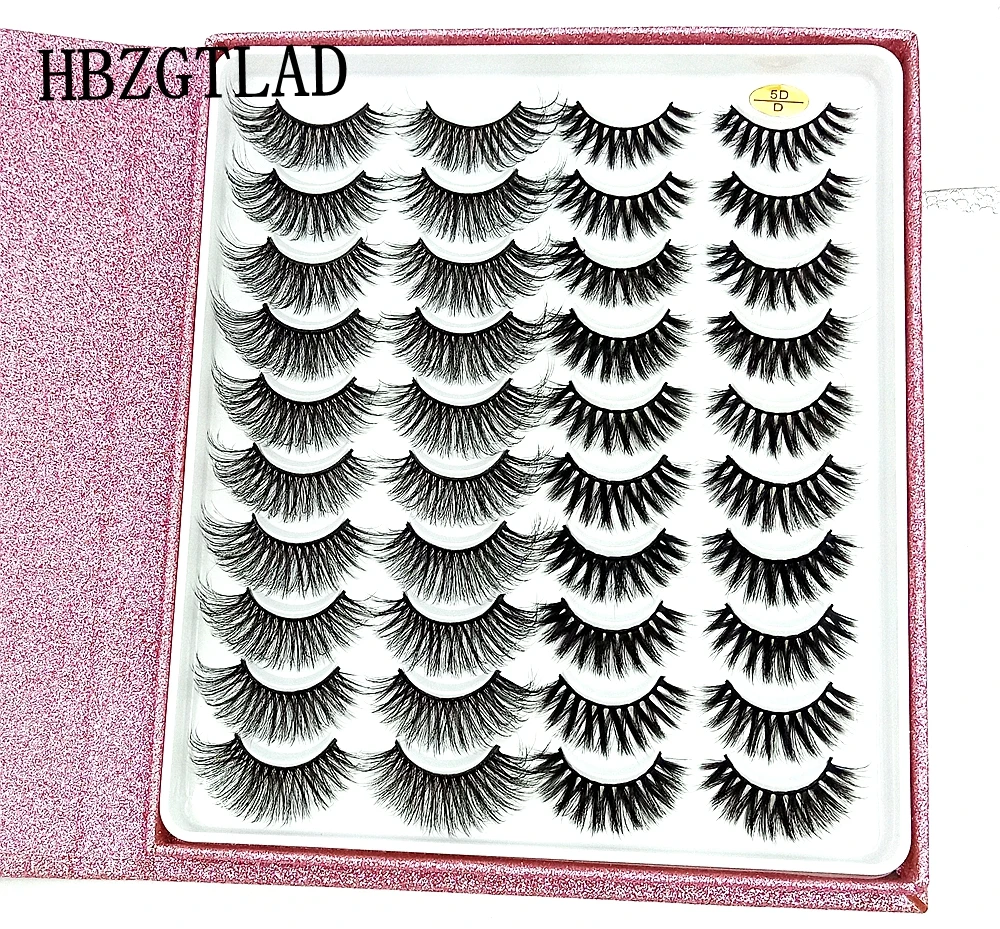 HBZGTLAD 20 pairs Wispy Fluffy natural long false eyelashes makeup 3d mink lashes Stage Makeup eyelash extension for beauty 5D | Красота и
