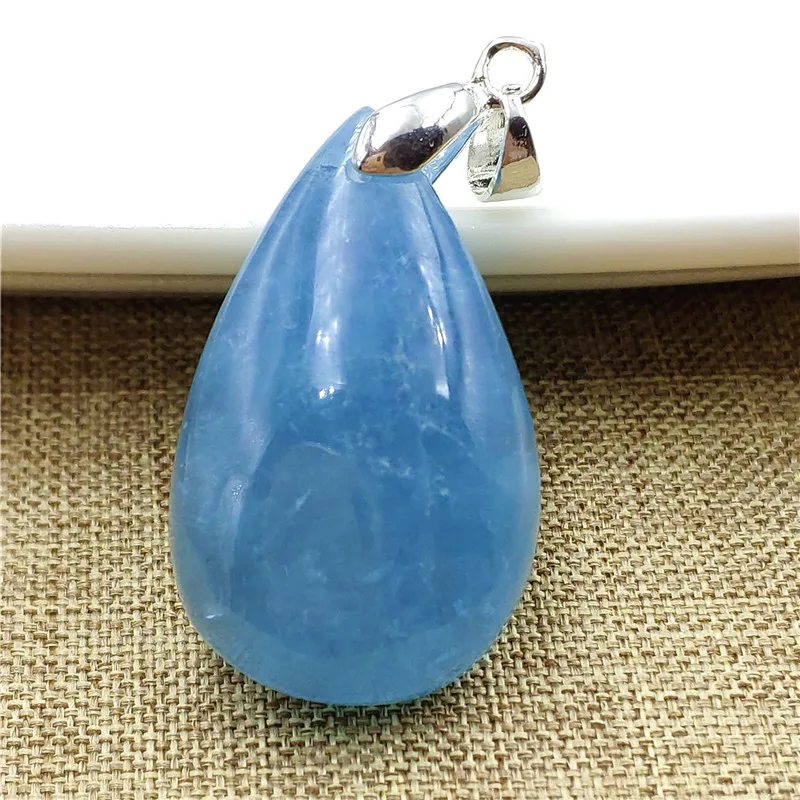 

Genuine Natural Blue Aquamarine Water Drop Pendant From Brazil Women Men 31x19x9mm Fashion Stone Jewelry Necklace AAAAA