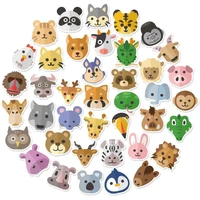 40pcs cartoon animal head pattern stickers childrens waterproof handmade decorative wall stickers