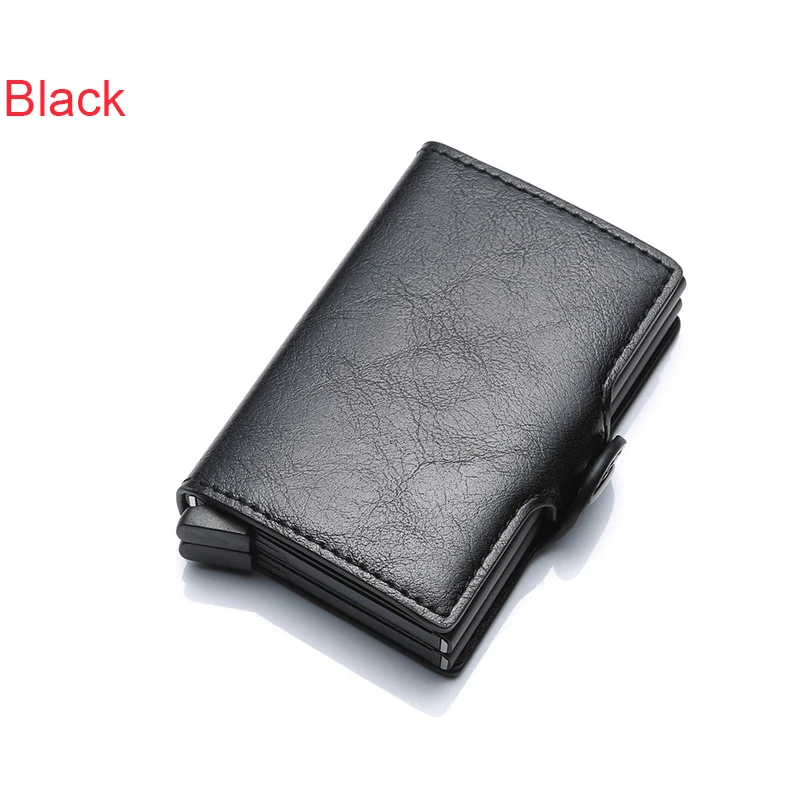 black Rfid Блокировка id кредитный держатель для карт кошелек мужской Умный кошелек Алюминиевый металлический минималистичный кошелек Бизнес-держатель кредитной карты Carteira - Цвет: black