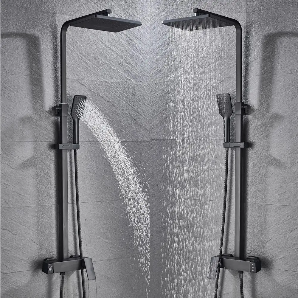 

Bathroom Faucet Chrome/Black Rain Shower Head Bath Faucet Wall Mounted Bathtub Shower Mixer Tap Shower Faucet Shower Set Mixer