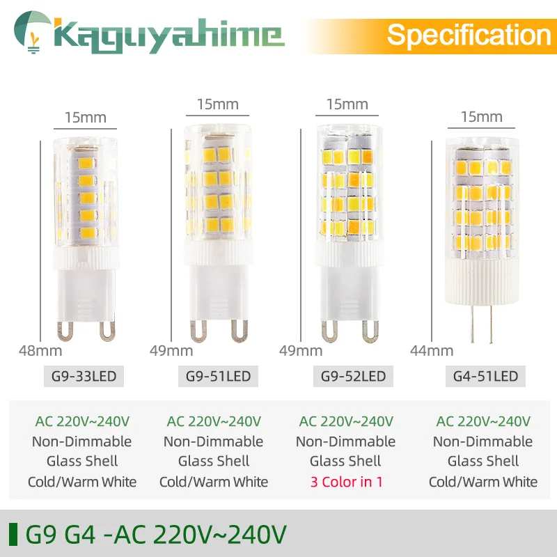 Светодиодная лампа KPS 10 шт./лот G9 G4 стеклянная 7 Вт 9 12 220 В COB сверхъяркая с