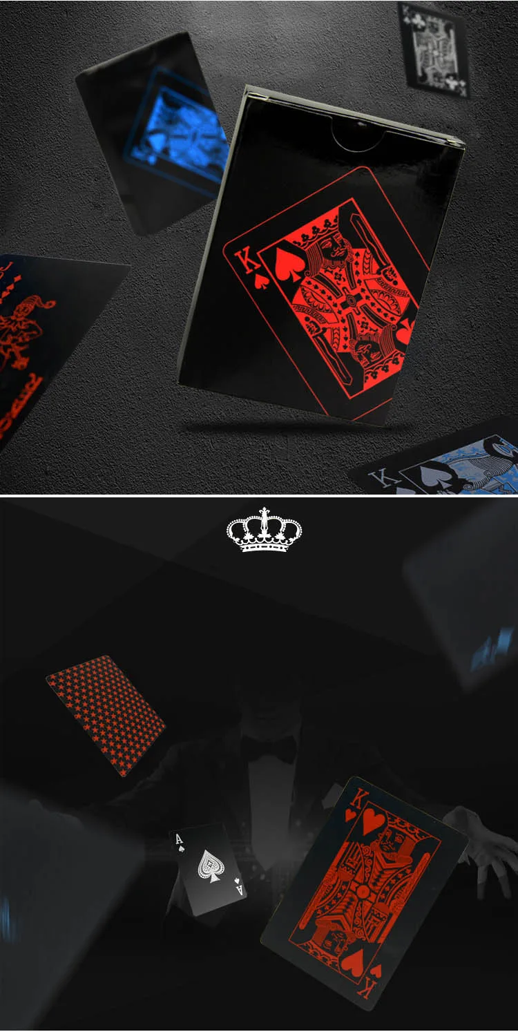 10 deck качество черный-Серебряный Водонепроницаемый Пластиковый магический Набор Игральных Карт прочный покер настольная игра Техасская Магическая коробка-упакованная
