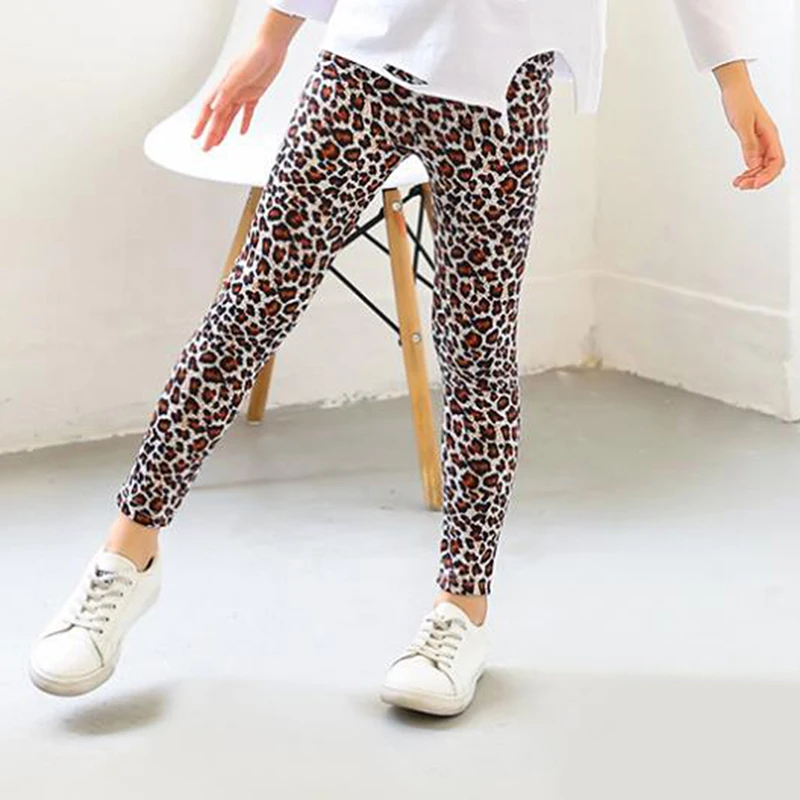 2020 spring autumnGirls Leopard print stripe leggings thin section children's stretch slim long for kids | Детская одежда и