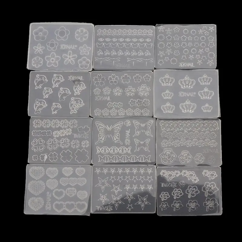 

12Pcs Mini Size Nail Art Silicone Mold Leaves Flower Animals Template Acrylic Gel Tools Resin Mold Jewelry Making Tools