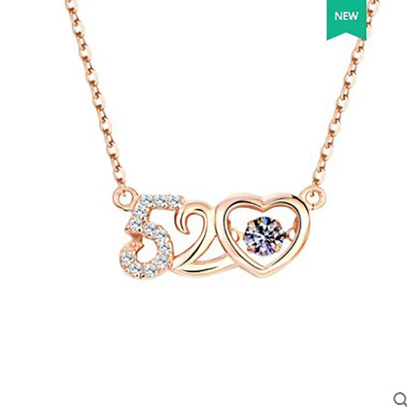 

520 necklaces women's Sterling Silver Clavicle chain I love your personality the throbbing Heart Pendant Clever Silver Jewelry