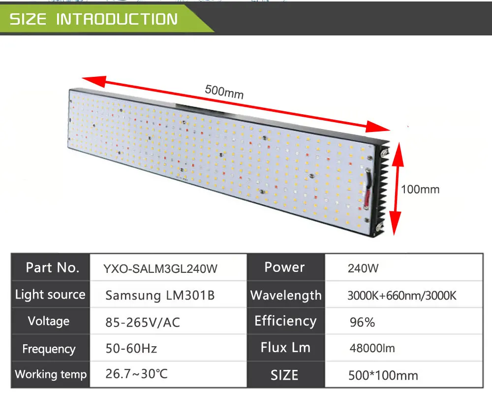 Светодиодный светильник для выращивания квантовой платы samsung LM301B светодиодный полный спектр 240 Вт 500 Вт 800 Вт samsung 3000 К 660nm, Veg/Bloom state Meanwell driver