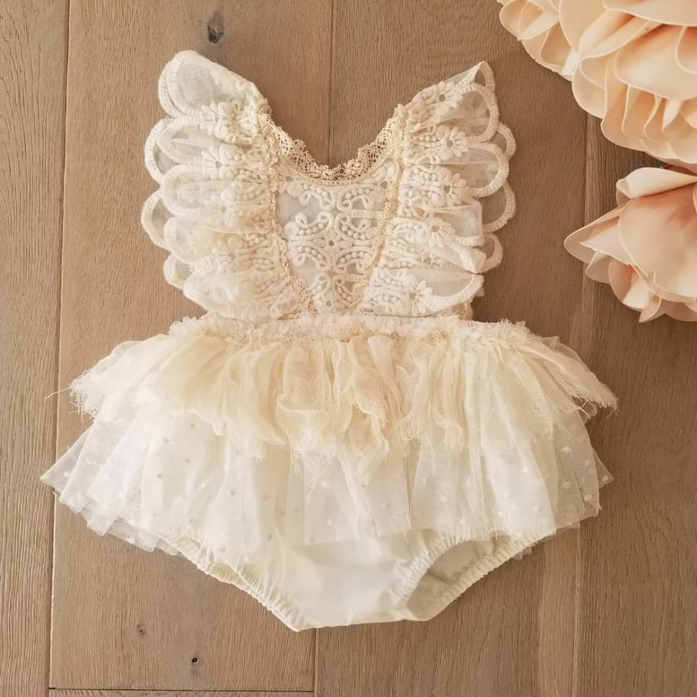 Newborn Baby Girl Princess Clothes Flower Lace Romper Jumpsuit Tutu Outfit One-Pieces Baby Girls Summer Clothing 0-24 Months