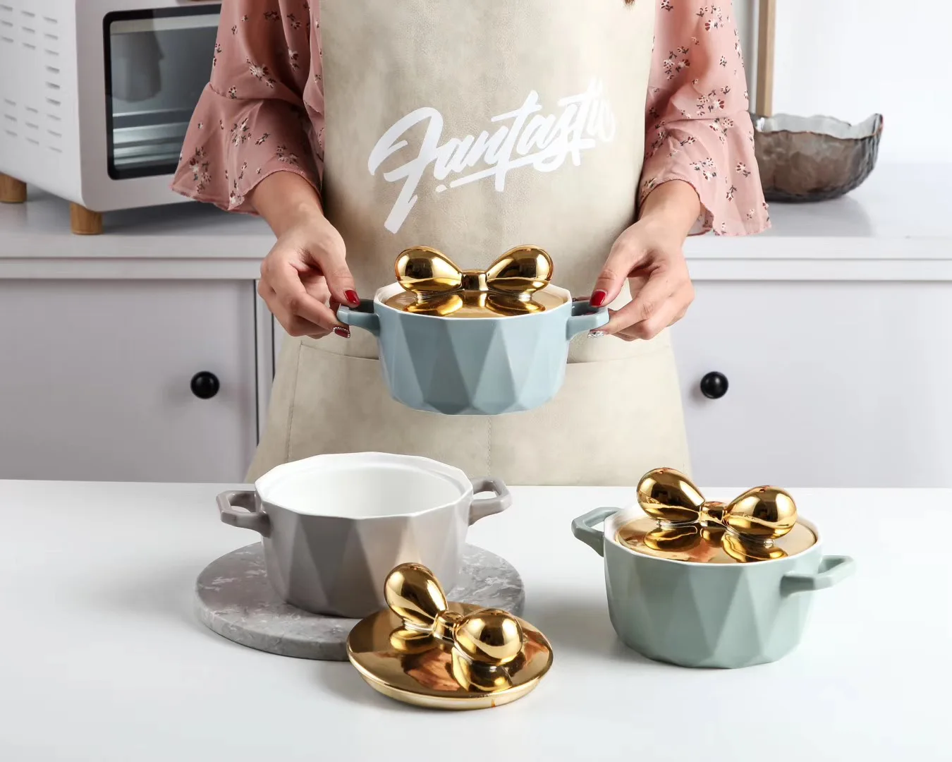 Скандинавская керамическая миска для лапши с ручкой завтрака рисовая десерта