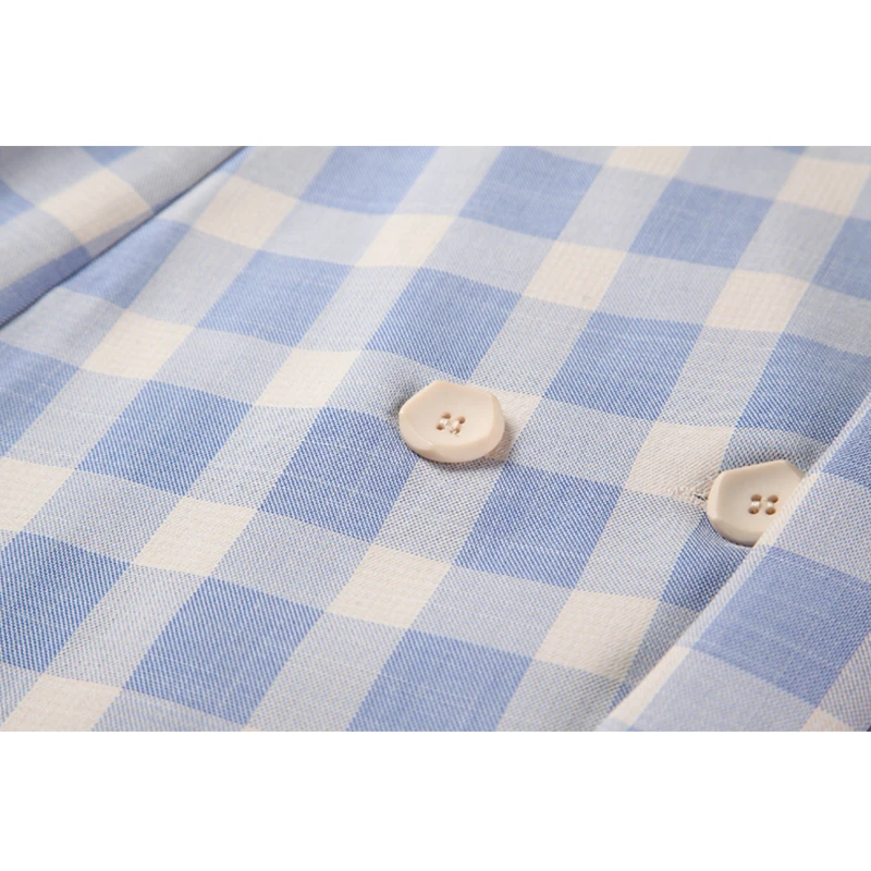 

Women's High Waist Bandage Preppy Style Dress Sweet Girl Purple Plaid Crop Dresses Lapel Short Sleeve Elegant Trendy OL Vestidos