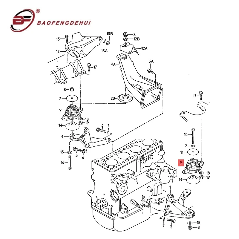 

Baofeng Car Engine Support For Audi 100/Avant Hongqi Rubber Mounts 443199381