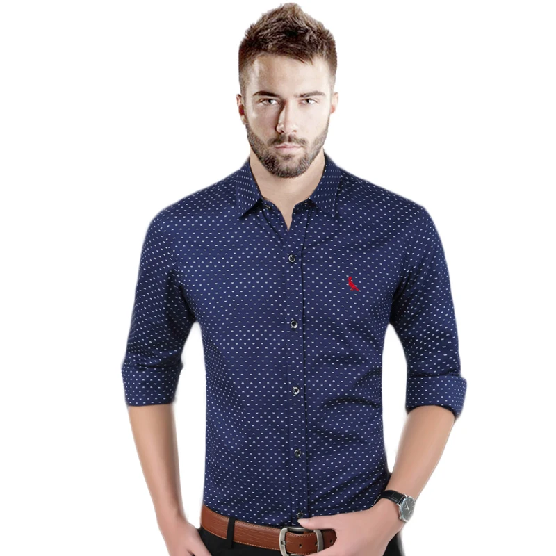 2021 Reserved Aramy Embroidery bird Floral Men's Shirt Long Sleeve Business Formal Dress Casual Shirts Streetwear Social shirt