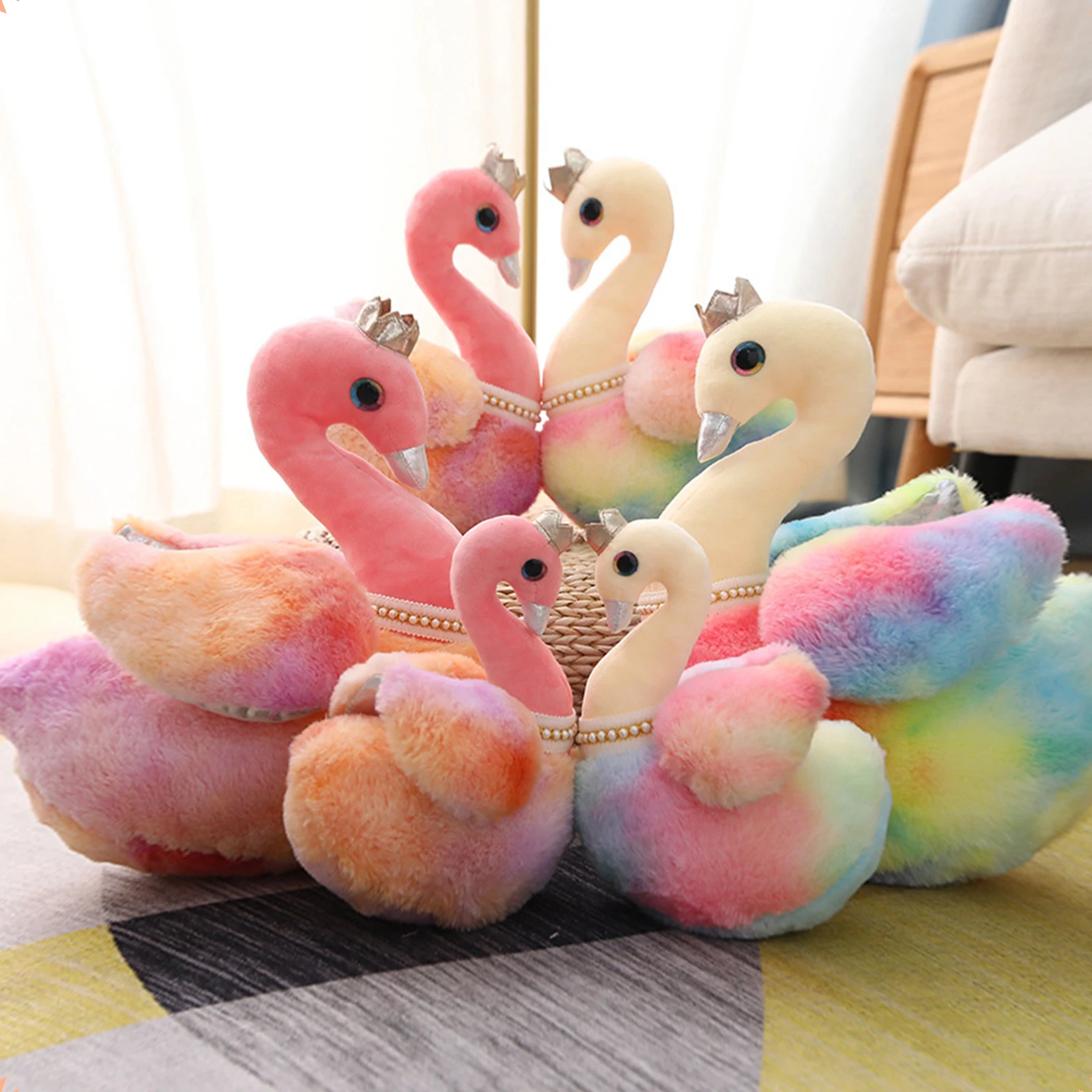 Plush Toys Cartoon Swan Shaped Doll Stuffed Desktop Ornament Nice Gift for Children Adults Black/White | Игрушки и хобби