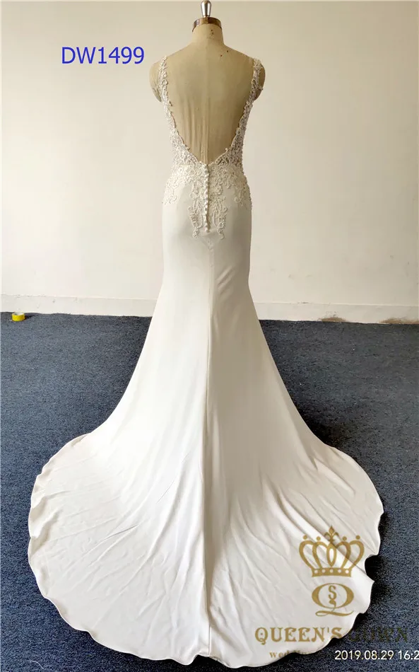 

Mermaid crepe Ivory spaghetti straps Wedding Dresses Bridal Gown