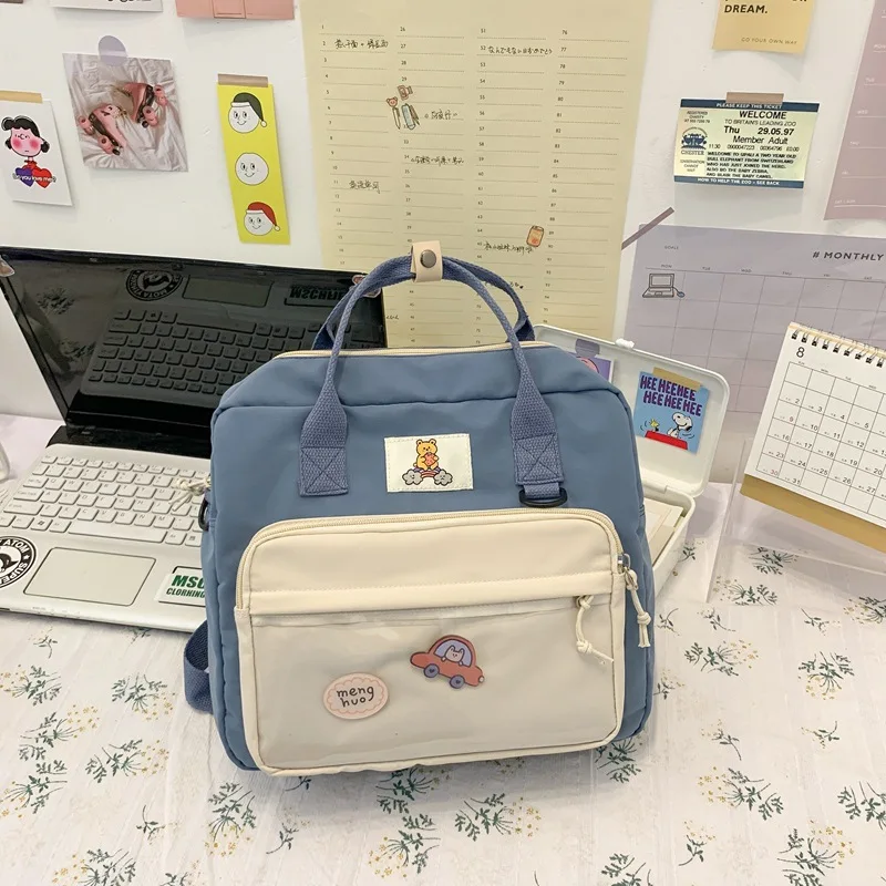 

Korean Transparent Women Tote Backpack Fashion Multifunction Canvas Student Large Shoulder Crossbody Bag Cute Soft Girl Mochila