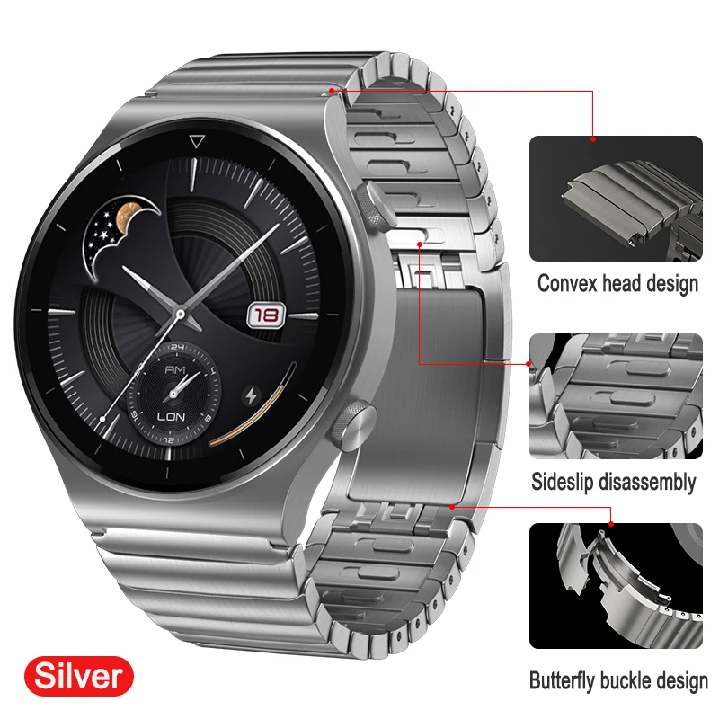 22mm stainless steel strap for huawei watch 3 gt 2 pro ecg 2e strap for samsung galaxy watch 3 active 2 gear s3 ceramic bracelet free global shipping