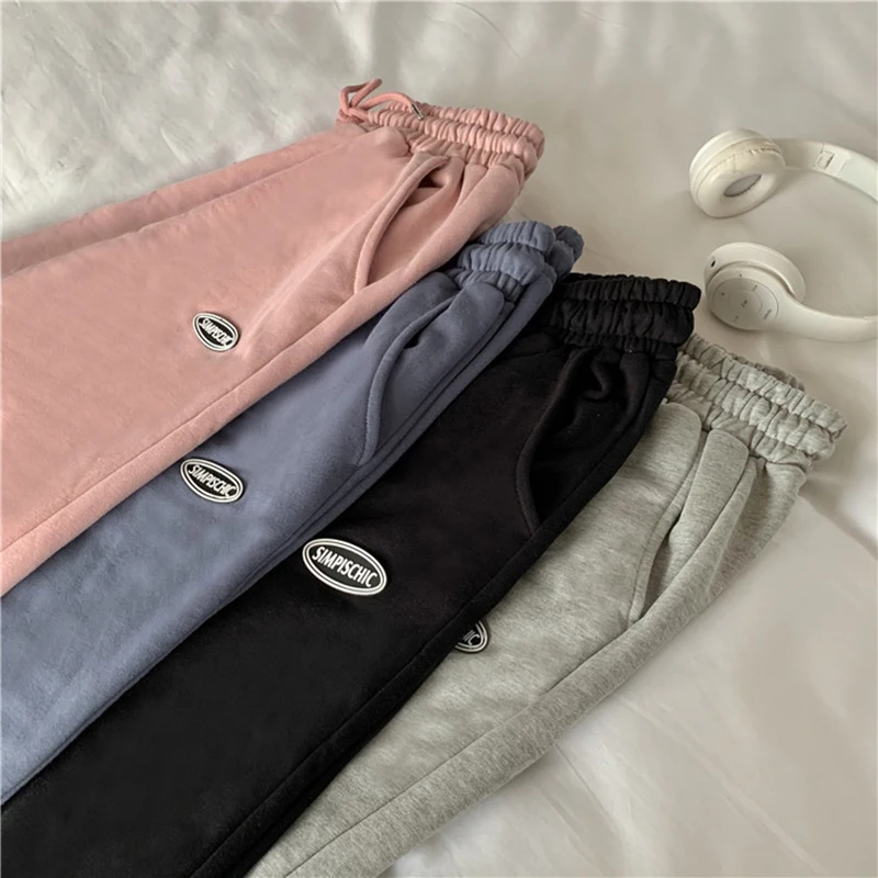 

Lucyever Sweatpants Women Pink Casual Baggy Pants 2020 Spring Wide Leg Sweat Pants Loose Joggers Streetwear High Waist Trousers