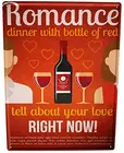Ностальгический жестяной знак ужин с бутылкой красного вина Романтика винтажное украшение, металлический постер, искусство 12x8