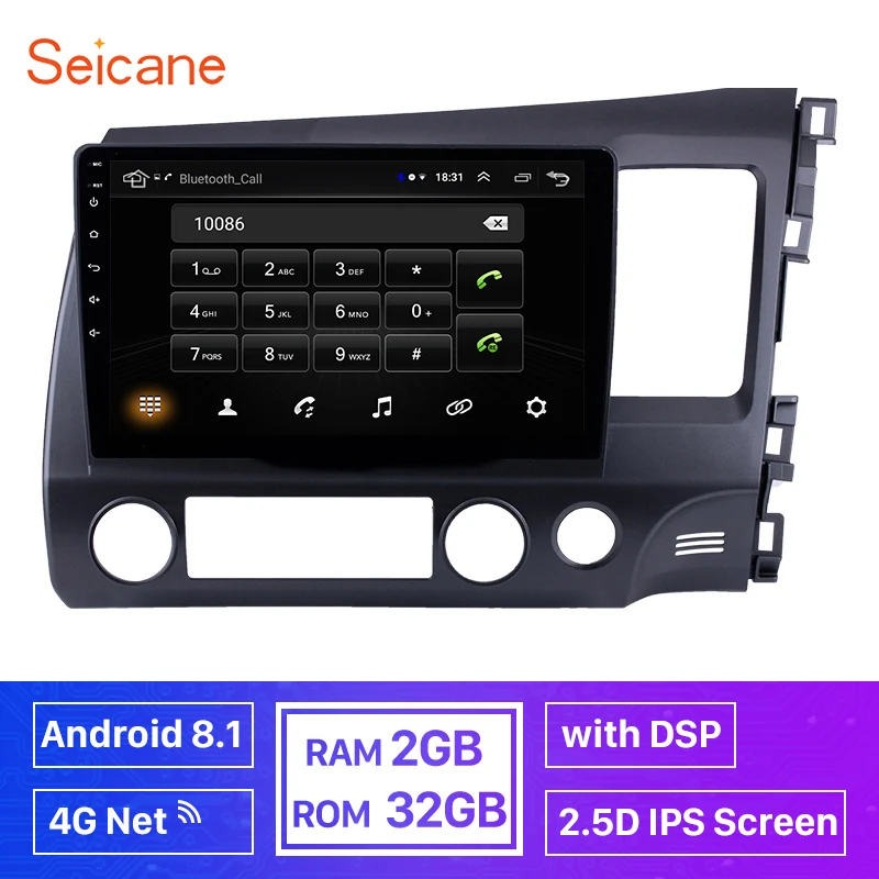 Автомагнитола Seicane 2DIN 10 1 дюйма DSP IPS 4G Android 8 для HONDA CIVIC 2006 2011 автомагнитола с правым