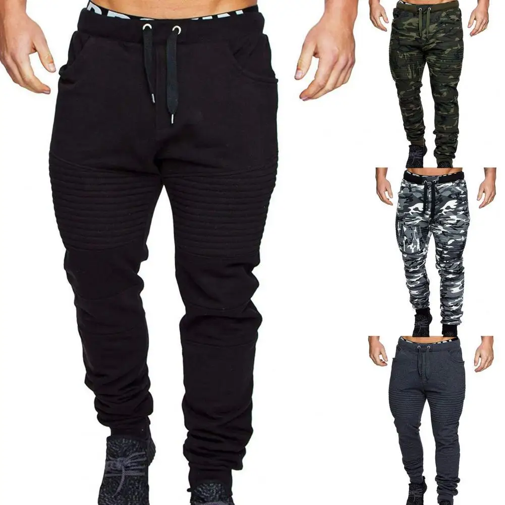

Solid Color Trendy Young Style Men Sweatpants Elastic Waist Men Pants Long for Work