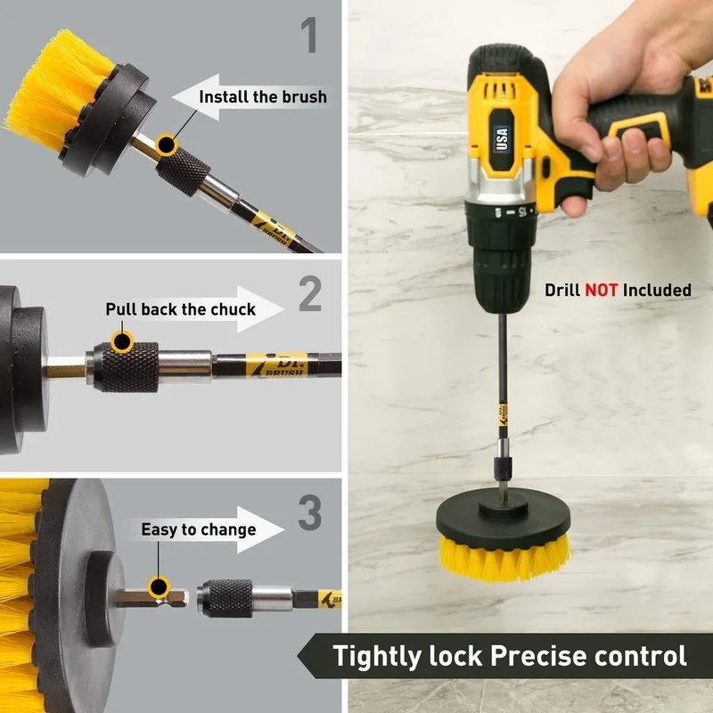 

Drill Brush Set For Cleaning Car Plastic Round Cleaning Brush Auto Care Drill Brush Non-scratches Drill Brush