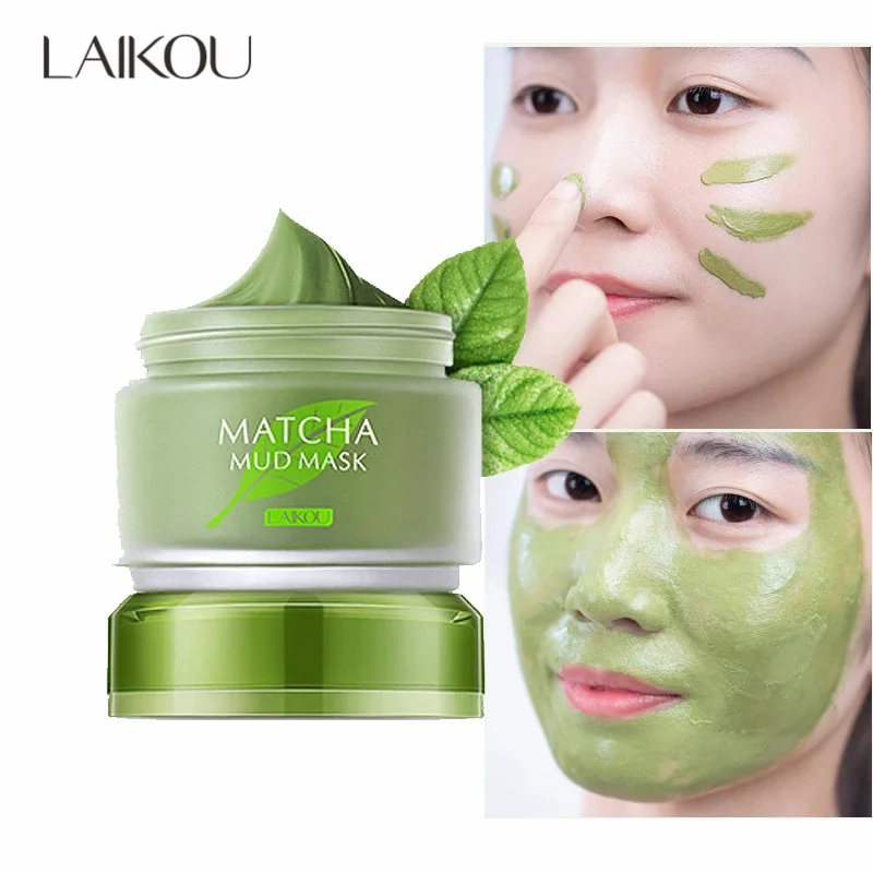 

LAIKOU Matcha Mud Mask Deep Cleaning Oil-Control Moisturizing Blackhead Remove Pore Cleanser Mud Face Acne Treatment Mask 85g