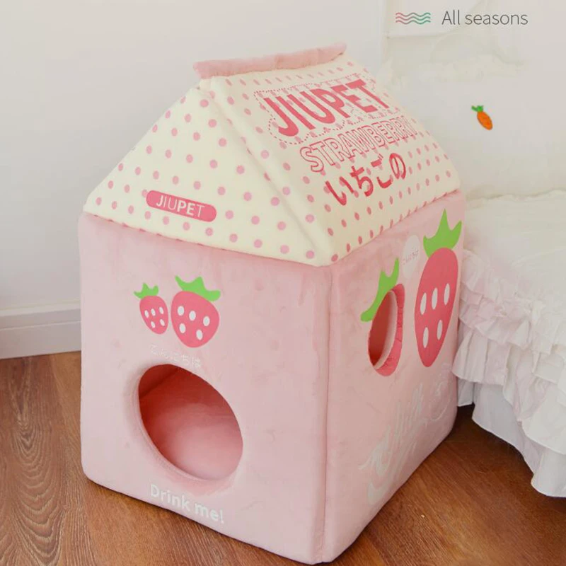 

NEW Strawberry Milk Banana Milk Cat Bed Cat House pet products for dog pet beds cat house kitten bed cats products for pets