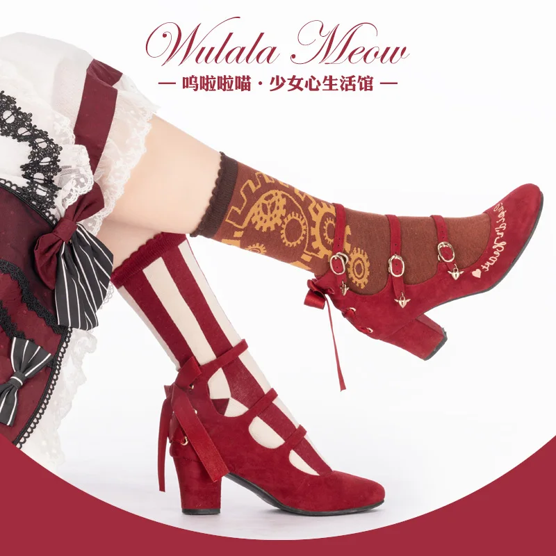 

Punk Dissymmetry Clown Lolita Girl Socks JK Autumn Winter Cotton Socks Calf Socks Sexy Janpanese Maiden Stripe Student Socks