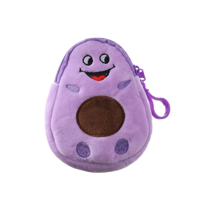 

J60D Cute Cartoon Avocado Plush Coin Purse Wallet Funny Embroidery Zipper Small Pouch