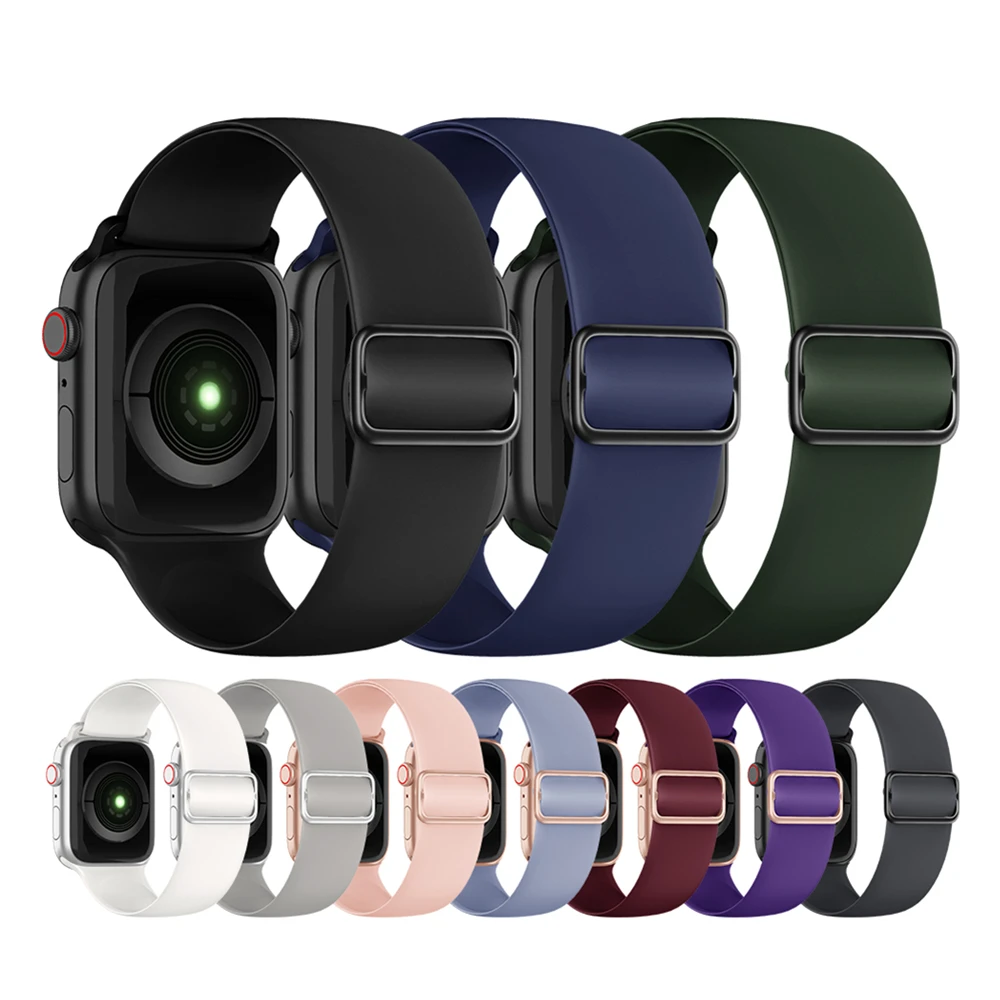 

Elastic Silicone Solo Loop for Apple Watch Band 44mm 42mm 40mm 38mm Stretchy Sport Strap Wristband for iWatch 6/5/4/3/2/1 SE