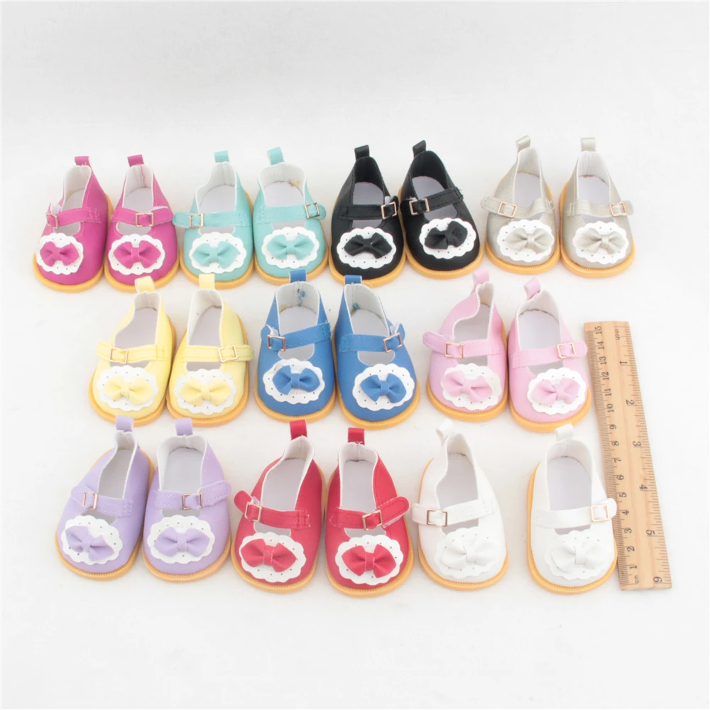 

Cute Doll Shoes 7cm Bow Princess Lace Pattern Mini Shoes For 18 Inch American&43cm Baby New Bron Dolls Og Girl Toy 1/3 BJD Shoes