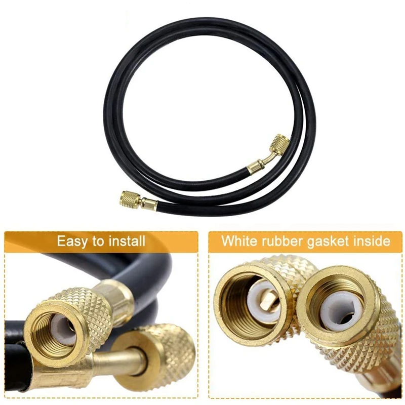 

R410A AC Refrigerant Charging Hoses, 59inch HVAC Hose with 1/4inch SAE Female Flare,Working for R410A R22 R134A R12