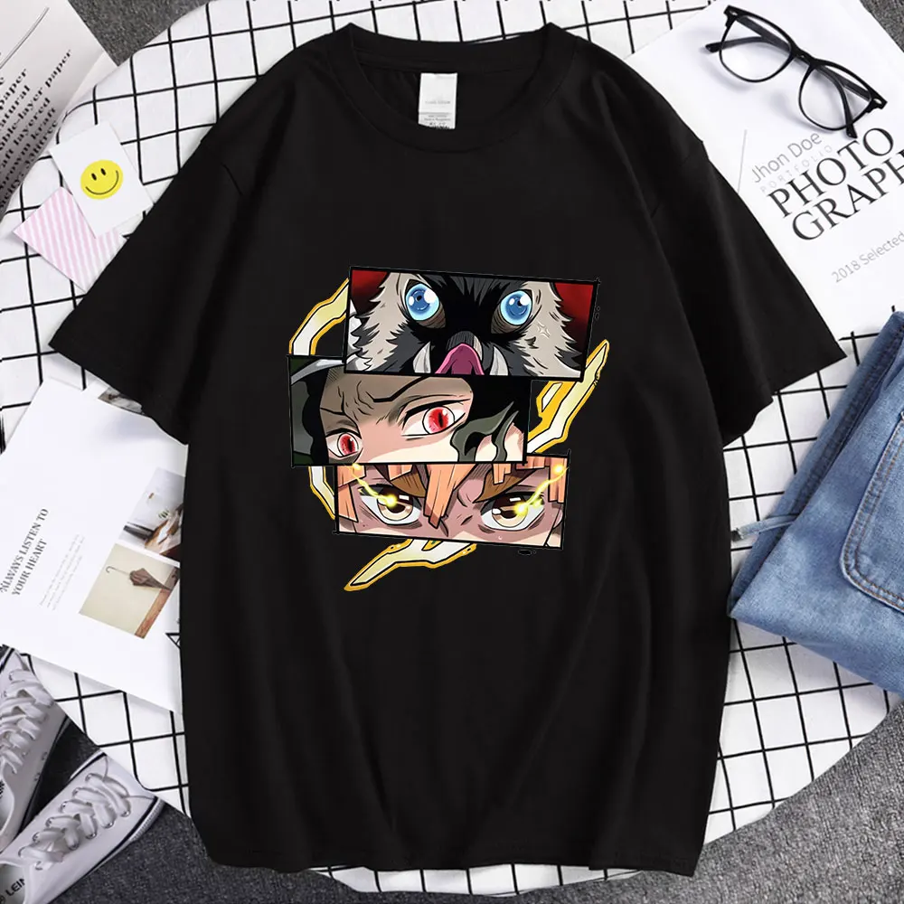 

Футболка мужская Тонкая свободного покроя с принтом аниме «рассекающий демонов»