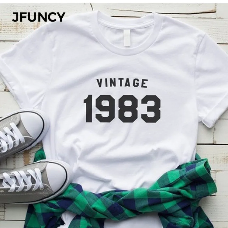 Женская футболка с короткими рукавами JFUNCY винтажная черно белая буквенным