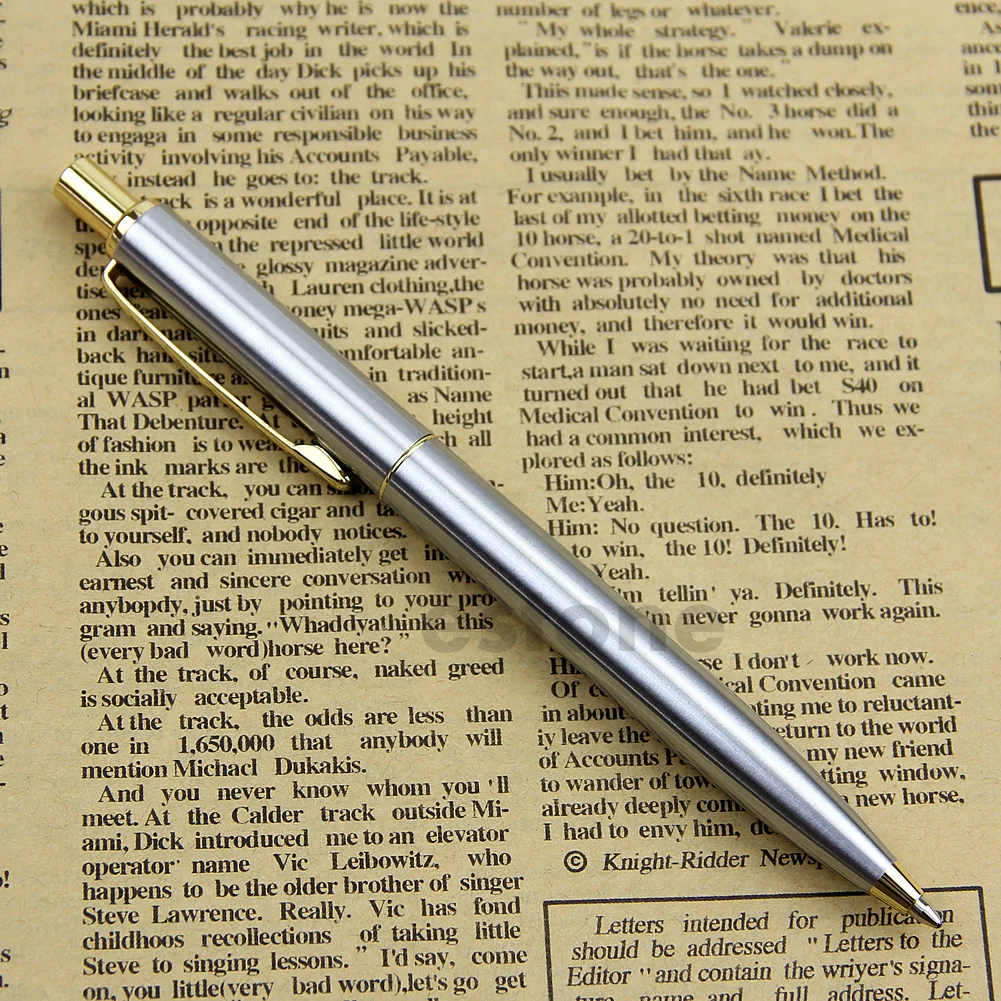 

Stainless Steel Metal Push Ballpoint Pen Baoer 37 Ball Point Pen Gift Stationary