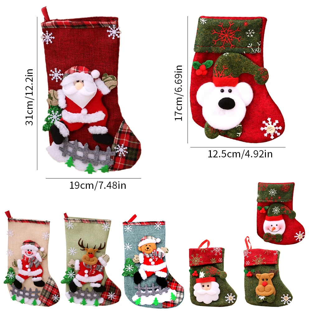 

Christmas Tree Decorations Christmas Sock With Snowman Santa Elk Bear Xmas Candy Gift Bag Xmas Tree Decorations New Year
