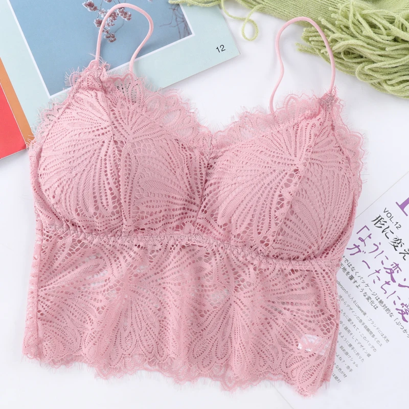 

Women Bras Pad Push Up Wireless Lace Bra Top Sexy Bralette Plus Size Fitness Underwear Flower Pattern Lingerie Full Cup Fashion