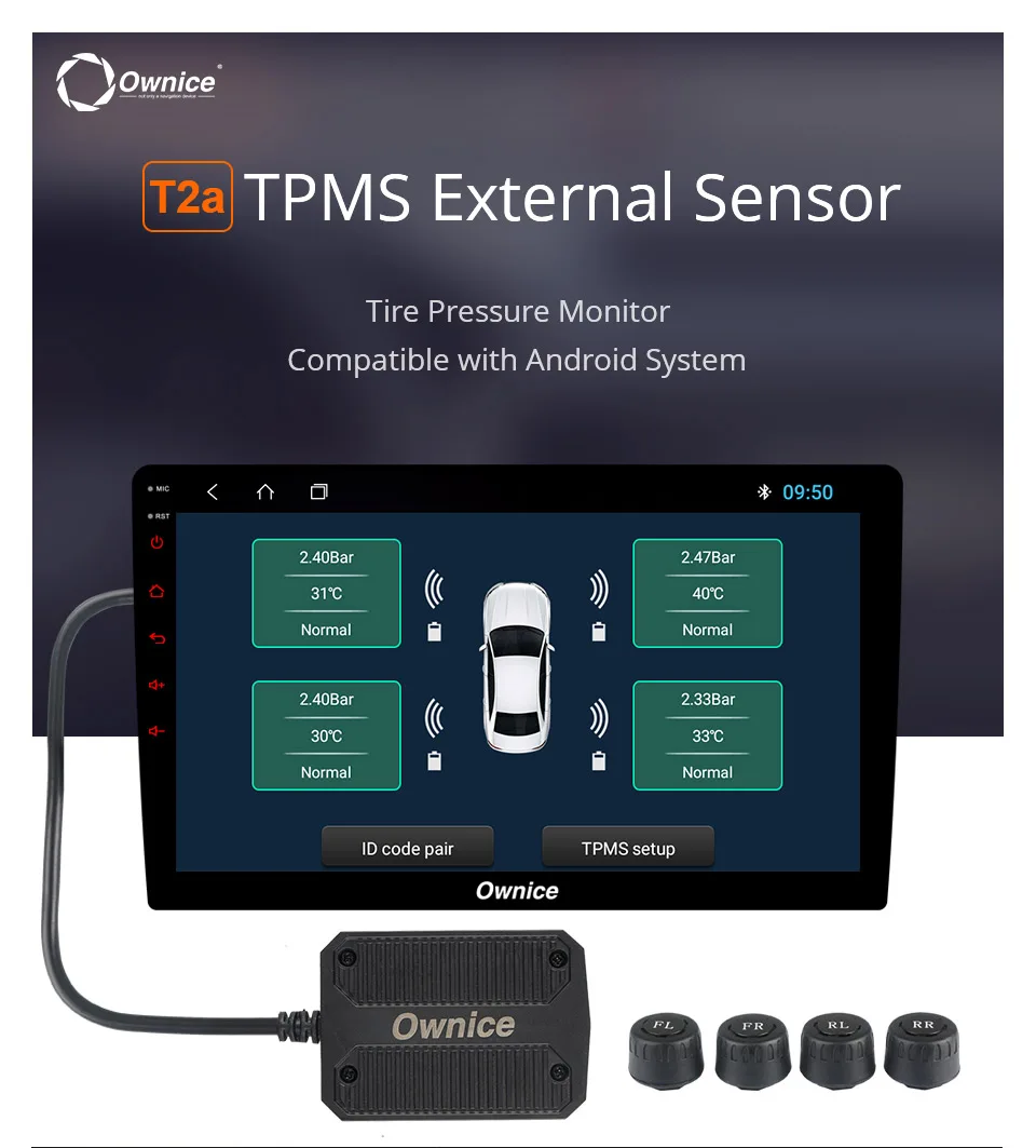 Ownice автомобильный Автошина давление USB TPMS сигнализация давления в шинах безопасность внешние/внутренние датчики для автомобиля dvd плеер навигация