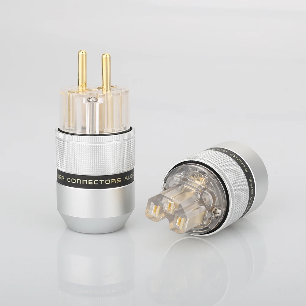 Аудио Алюминий 24K позолоченные Schuko EU разъем + IEC гнездовой разъем|iec female plug|female plugiec