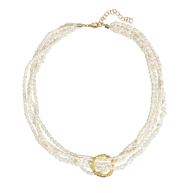 

2021 new European and American fresh water pearl multi-layer laminated antique noble pearl necklace